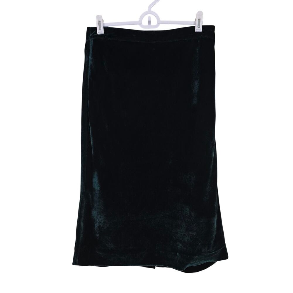 Women's J. Crew Dark Green Velvet Midi Length Straight Skirt | Size Small